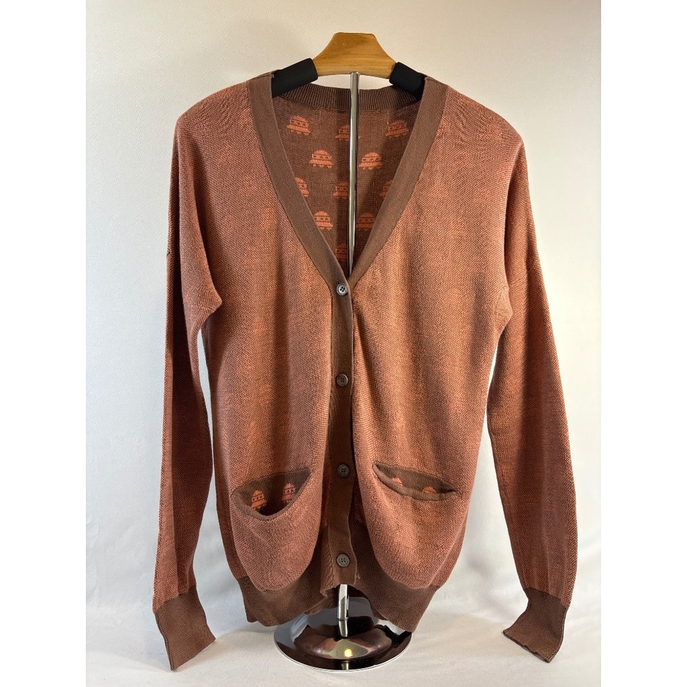 Mercibeaucoup Issey Miyake Brown Jacquard Cardigan Size 2 Quirky Japan